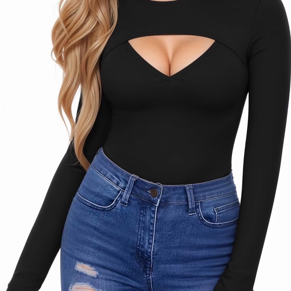 Elegant Black Cut-Out Bodysuit